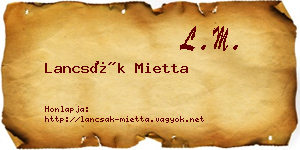 Lancsák Mietta névjegykártya